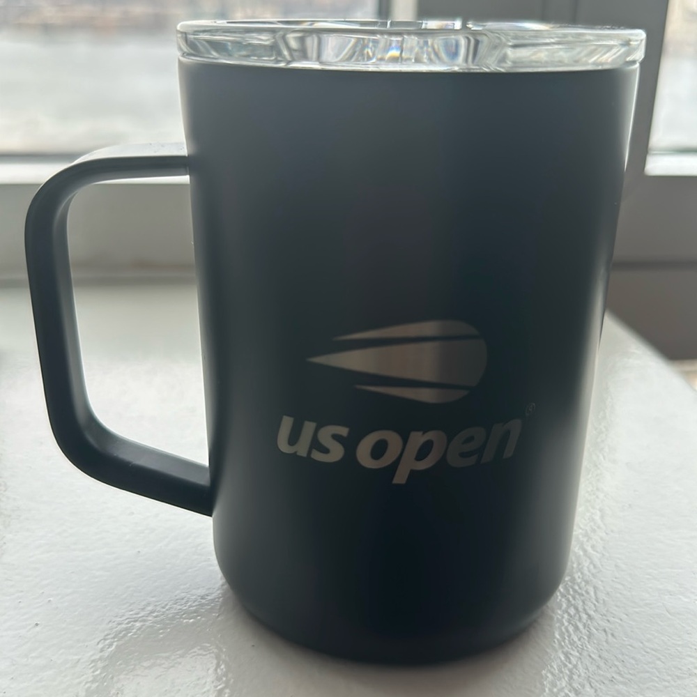 US OPEN matte black Corkcicle 16oz mug